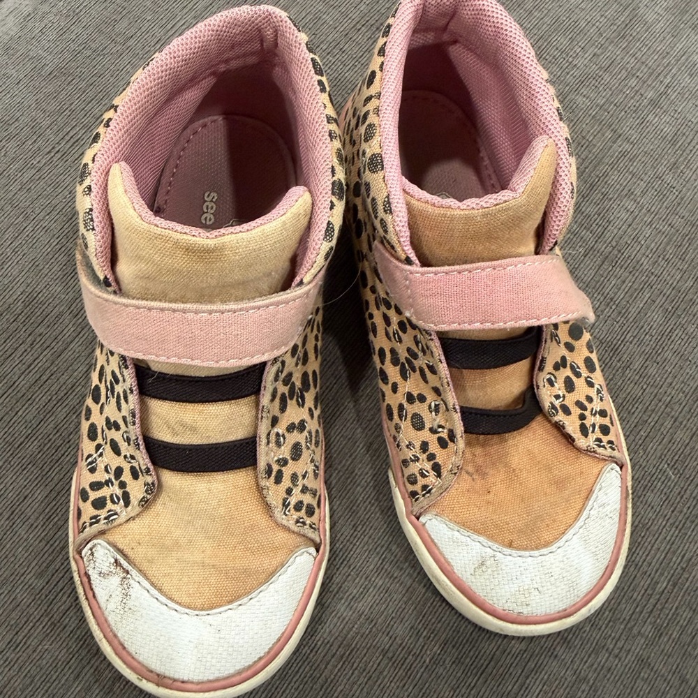 See Kai Run Pink and Tan Leopard Kids Sneakers